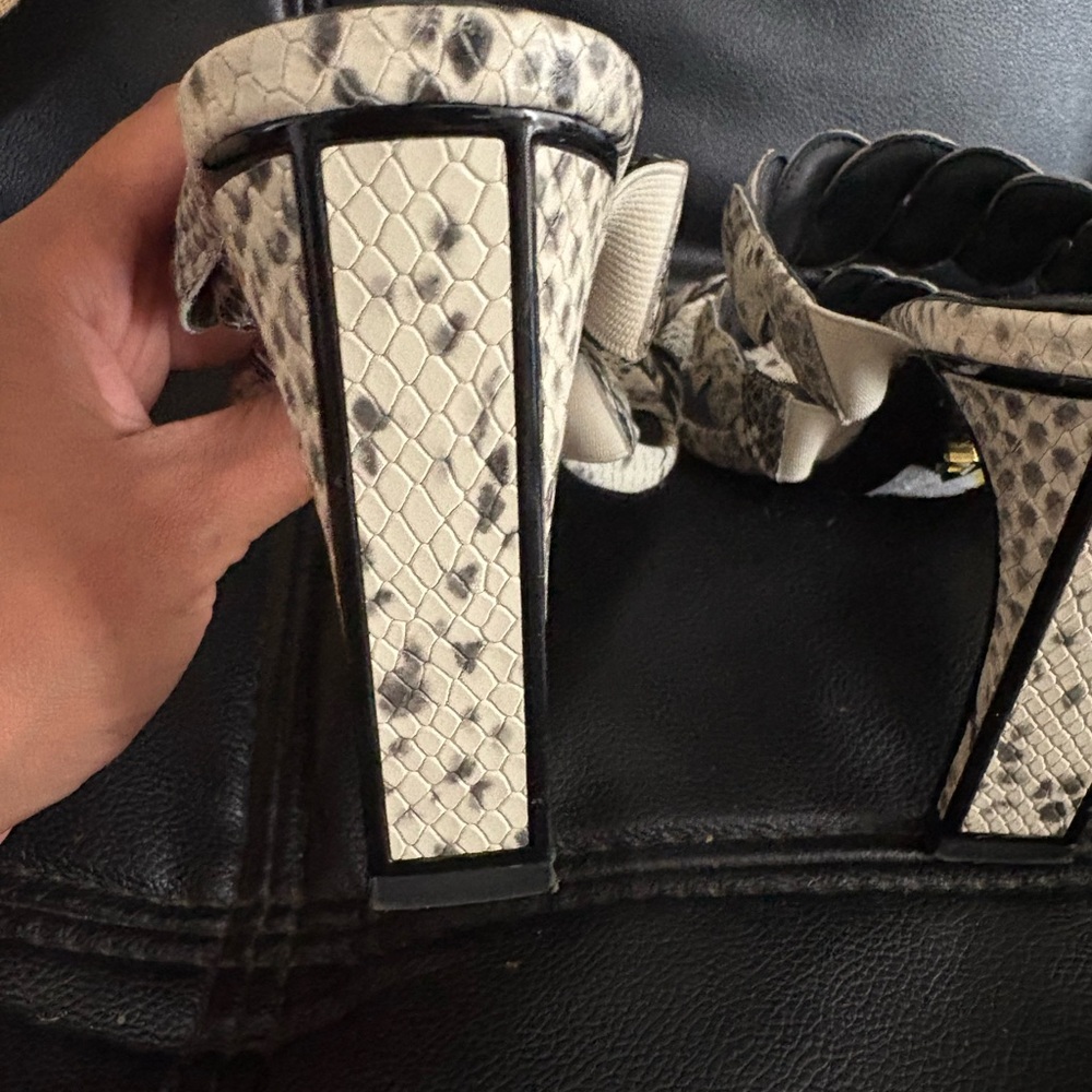 Kat Maconie Leather Snake Python Strapped Sandals… - image 4